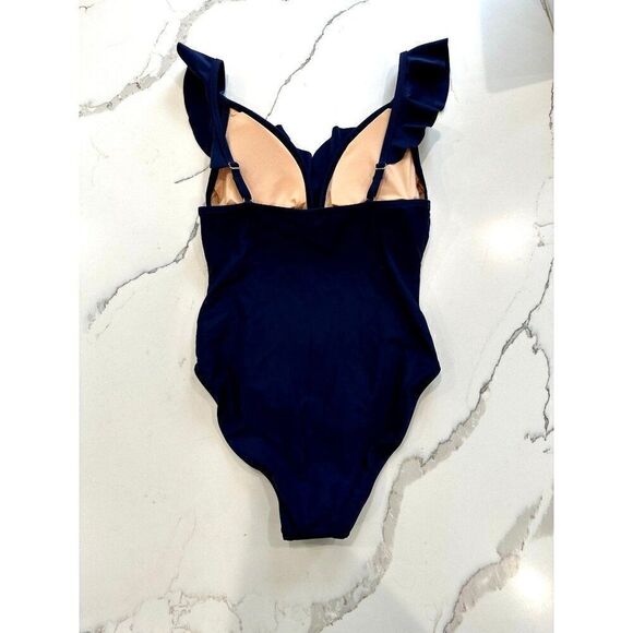 J. Crew NWT Ruffle Strap One-Piece Swimsuit in Navy Size XS - Picture 3 of 4